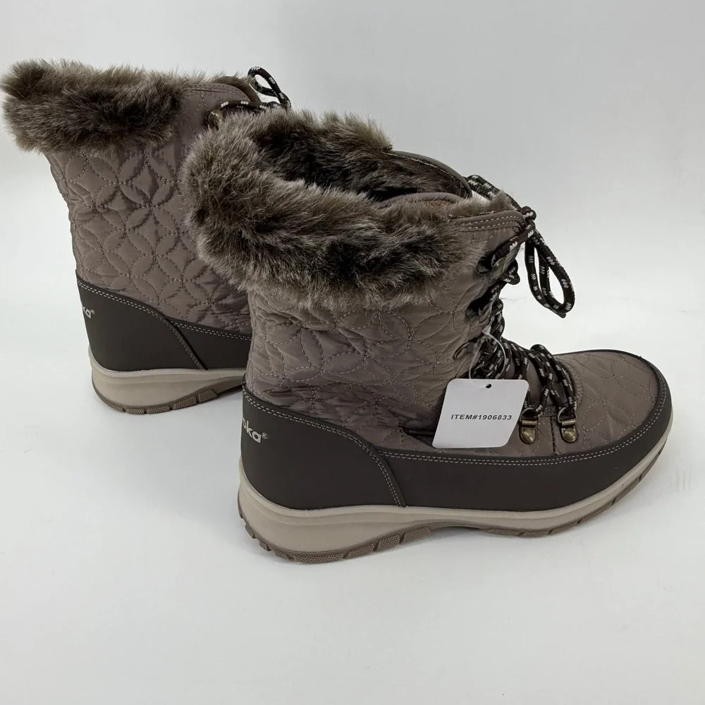 Chooka Belltown Mid Faux Fur Insulated Waterproof Winter Boots Taupe Women 8‎